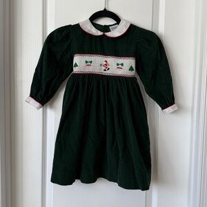 Classic Green Kids Dress with White Collar